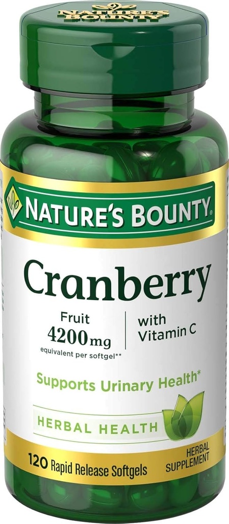 Nature's Bountyクランベリーフルーツ4200 mg、プラスビタミンC、120Softgels。