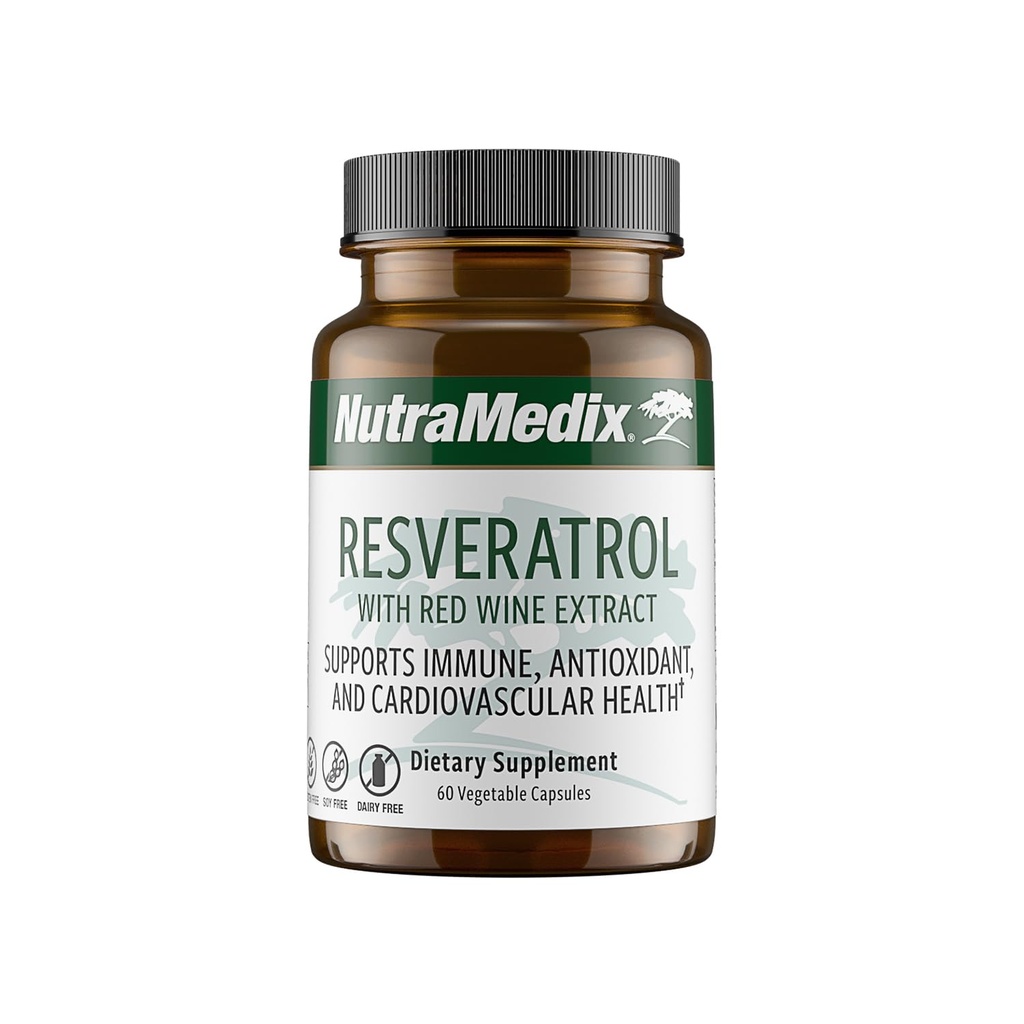 NutraMedix Resveratrol カプセル - レッド ワイン エキス + グレープ スキン - 200 mg 免疫&心血管サポート (60 カプセル)