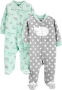 Carter's unisex-baby 2-pack Neutral Fleece Footed Sleep と Play によるシンプルな喜び