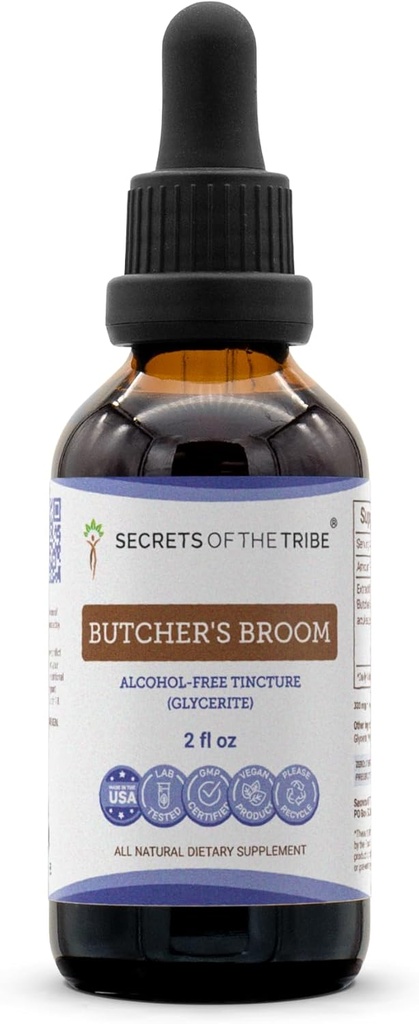 Tribe ButcherのBroomアルコールフリー液体エキス、ブッチャーのBroom(Ruscus aculeatus)の秘密は、Root Tincture Supplement(2FL OZ)を乾燥しました