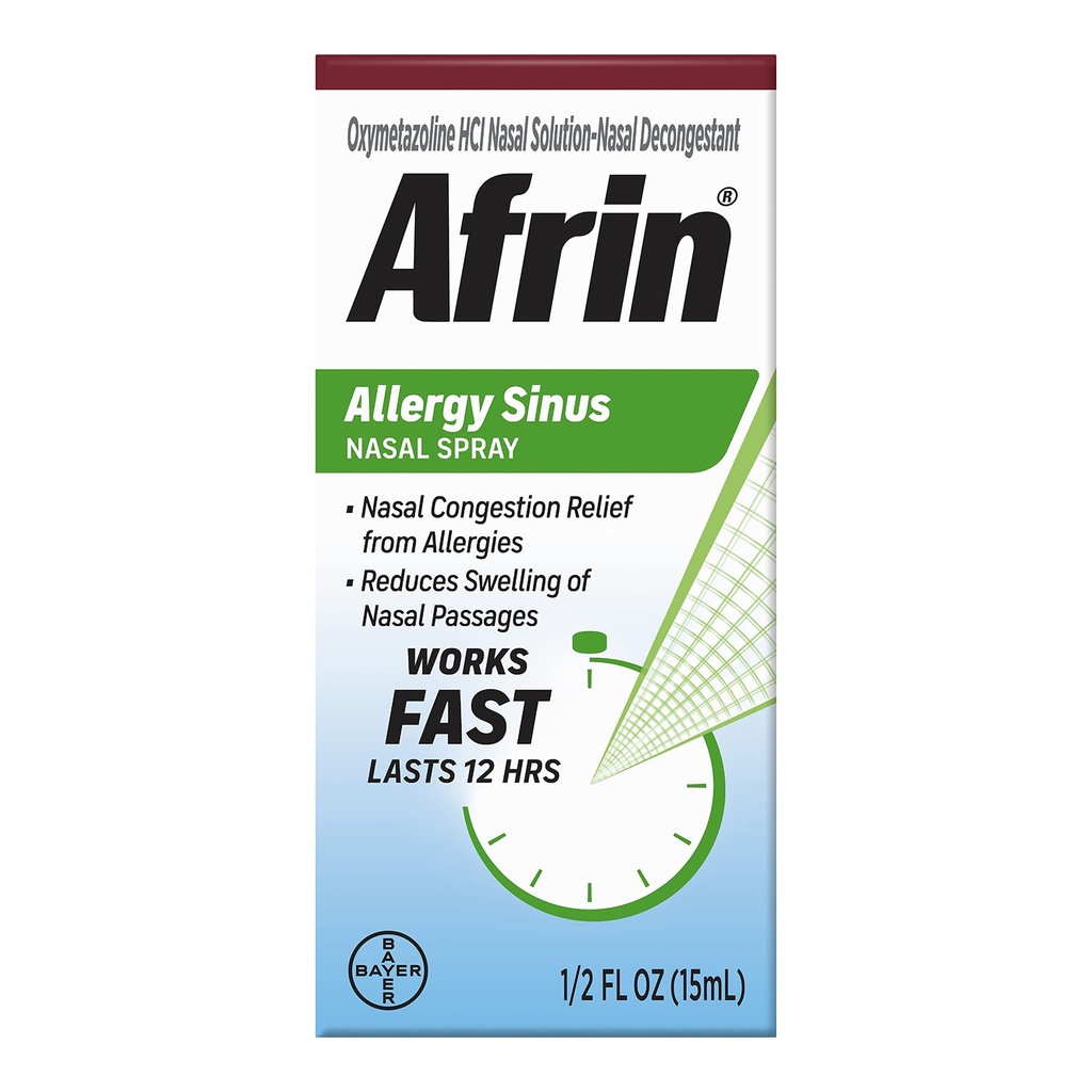 AfrinアレルギーのSinus鼻スプレー - アレルギーからの迅速かつ強力な鼻のDecongestion、大人と子供6歳、0.50 Fl Oz(パッケージ1)
