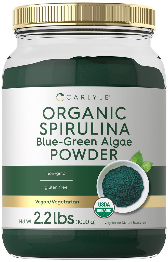 Carlyle Organic Spirulina Powder 2.2 lbs | ブルーグリーン藻 | 8g Spirulina per サービング | ヴィーガン・非GMO・グルテンフリーサプリメント