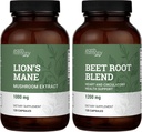 Earth Harmony Organic Lion's Mane & Beet Root Powder - 120 Capsules Each