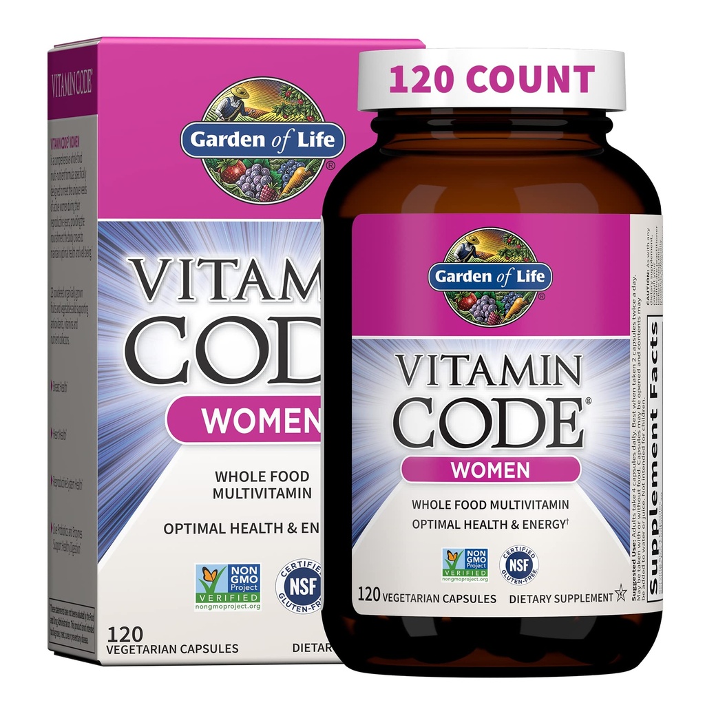 女性のための生命Multivitaminの庭、ビタミン コードの女性多全食糧女性多ビタミン、鉄、 Folateは女性のエネルギー、120人の菜食主義者のカプセルのための葉酸、ビタミンAおよびProbioticsを Folateしません
