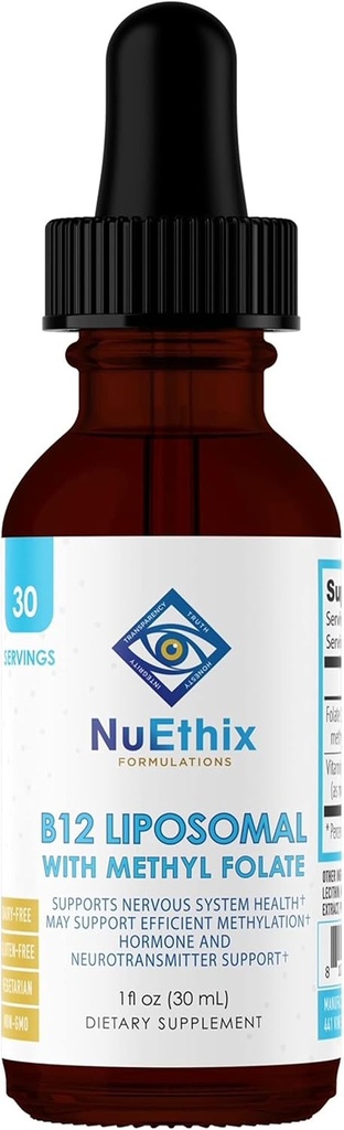 NuEthixの公式B12のリポソームとメチルの葉酸塩の食事療法の補足、最適メタボリズム、1の液体Ounce、30のサービングを支える生物活動的なBのビタミン
