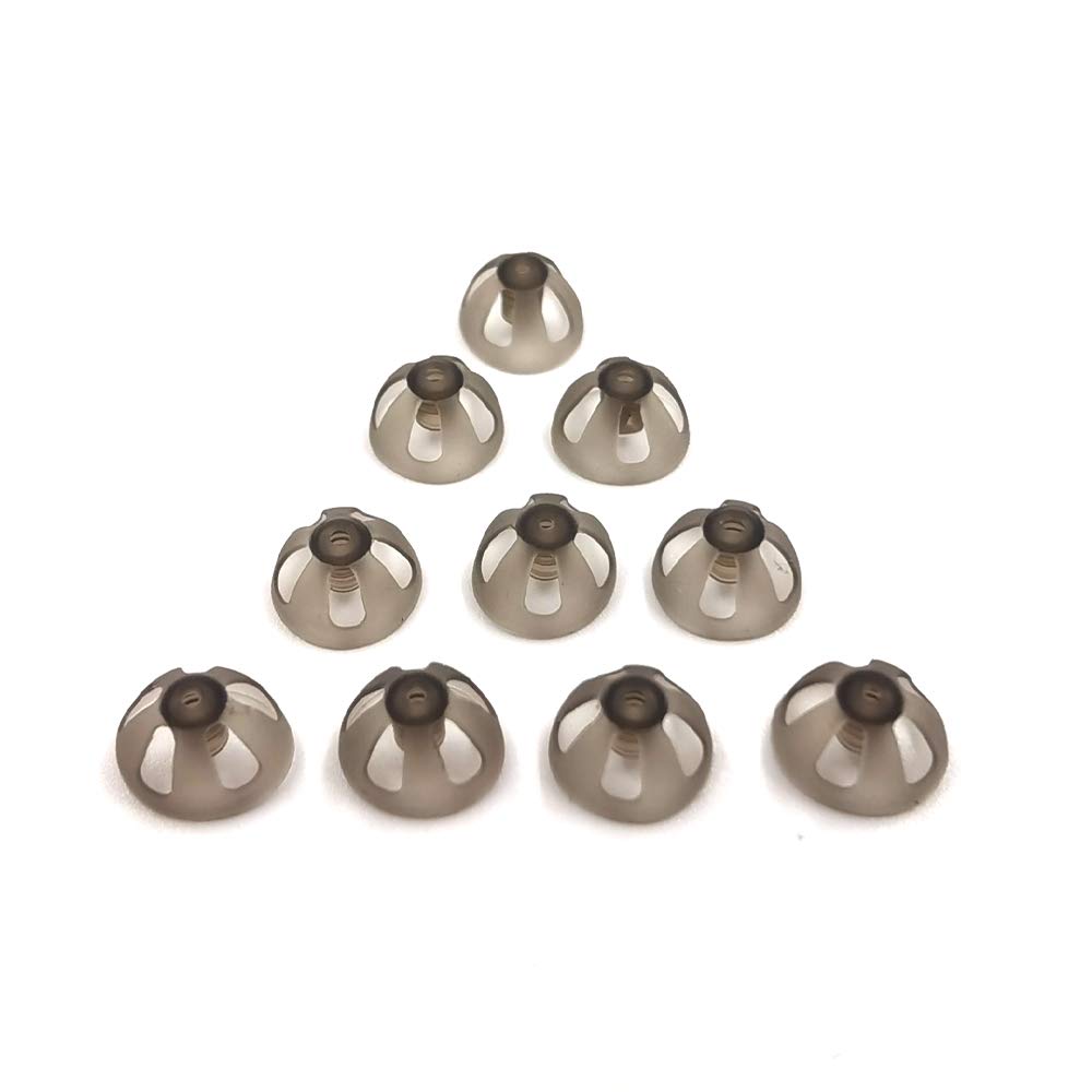 Hearing Aid Domes Smoky Gray Tips Ear Pieces Comfortable for Open Fit BTE Sound Amplifier PSAP Kit Invisible 10mm (L * 10)