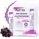 Aurora Nutrascience Nano-Liposomal Glutathione, Grape Powdered Drink Mix Immune & Antioxidant Gut Health Support Supplement, 750 mg / サービング, 非GMO, 砂糖フリー, 30シングルサーブパケット