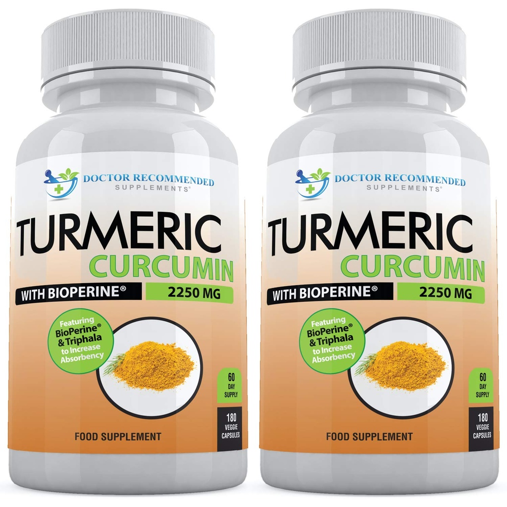 バイオペリンとターメリッククルクミン - 360 Veggieカプセル - 2250mg 95% 黒胡椒サプリメントとTriphalaのクルクミノイド(2)