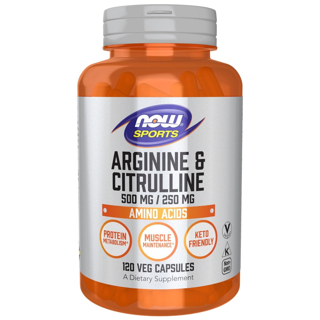 NOWのスポーツの栄養物、アルギニン及びCitrulline 500のmg/250のmgのアミノ酸、120のベジのカプセル