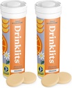 Drinklits Orange Daily Hydration Tablets (2) Tube Bundle | Essential Electrolytes – 0g Sugar – Replenishing Hydration Drink | 20 Servings - 10 Tablets Per Tube