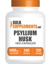 BulkSupplements.com サイリウムハスクカプセル - サイリウムサプリメント、ピシリウムハスク繊維 - ビーガン&グルテンフリー、240ベジカプセル(パッケージ1)