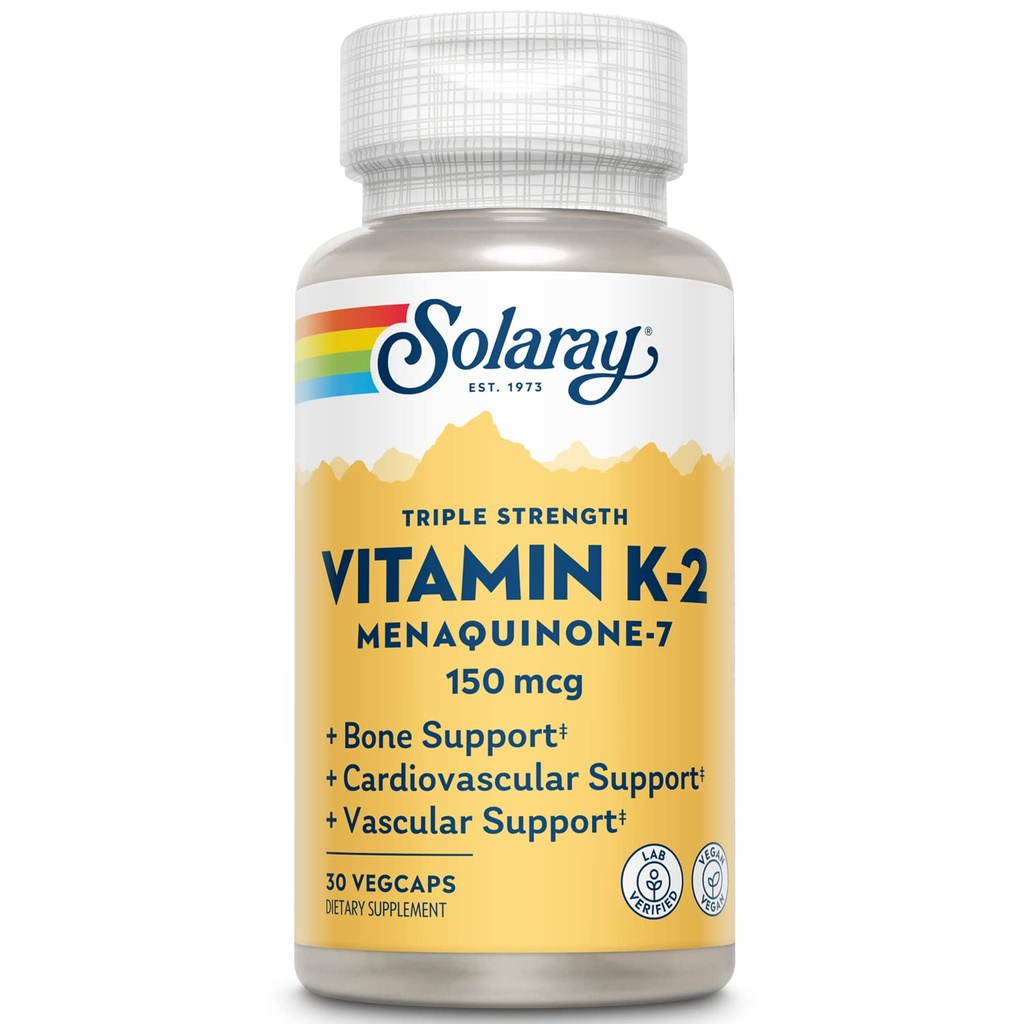 SOLARAY MK-7, 150 mcg   ハート&骨の健康, 血管機能サポート | 30ct