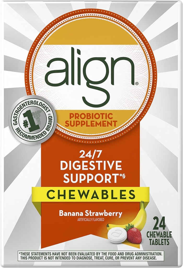 Align Probiotic Chewablesバナナいちご24ct(パッケージ5月Vary)