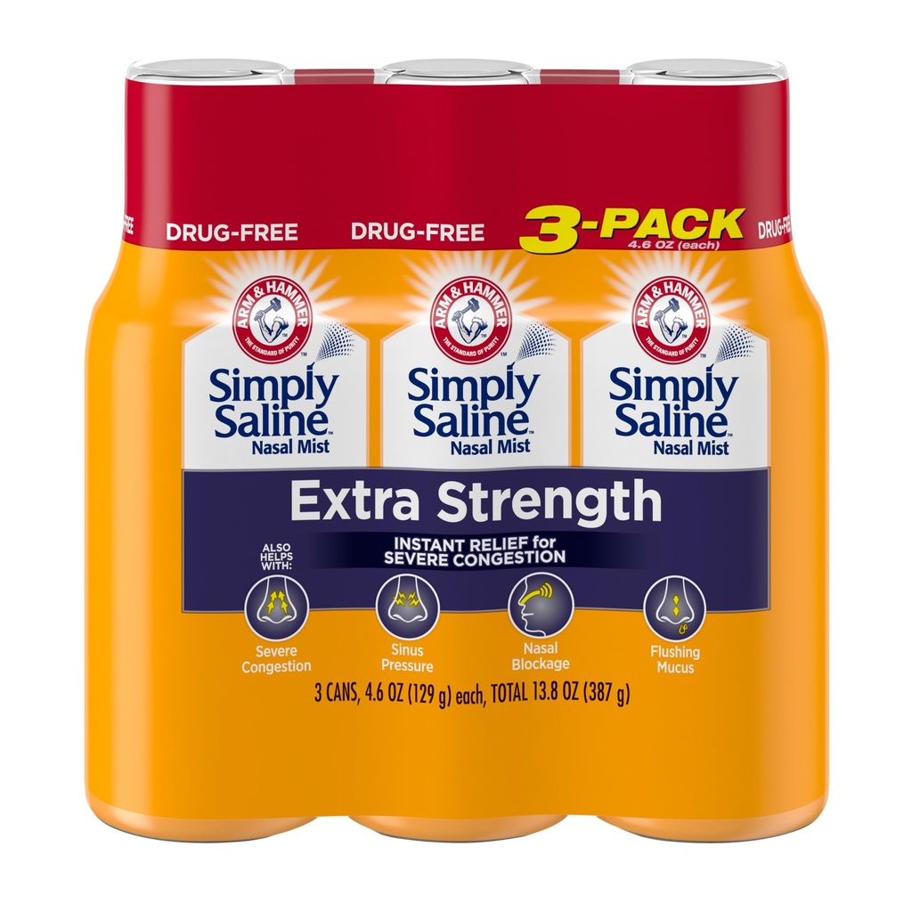 重度の混雑救助の鼻の霧のためのSimplyの余分強さ:4.6oz 3-Pack