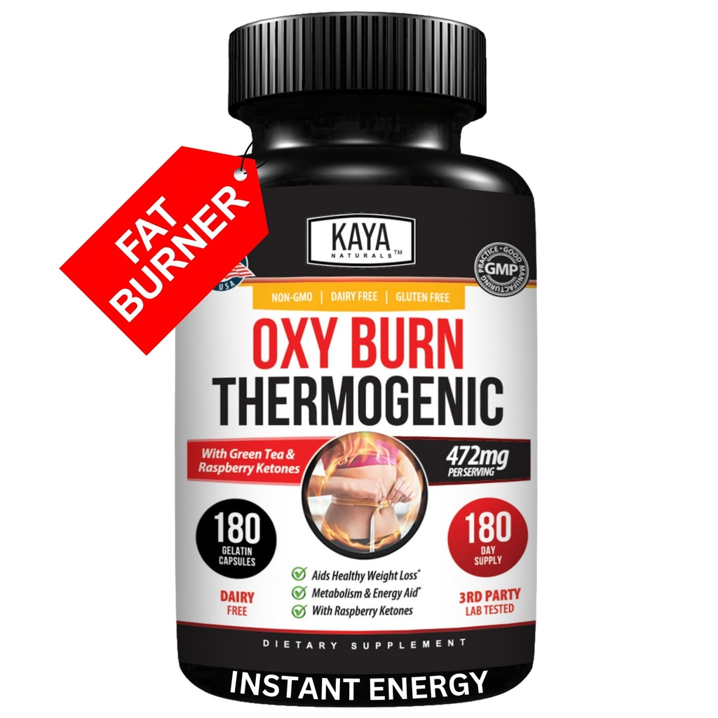 Kaya Naturals Oxy Burn - アクティブリビングのためのThermogenic Herbal Formula - 非GMO&グルテンフリー - 180カウント