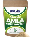 青いユリUSDAの有機性Amlaの粉(Amalaki/Indian Gooseberry) 16oz (1lb) Resealableクラフト袋、100%の純粋なAmlaの果実の粉、酸化防止ビタミンCの豊富な、サポート健康な免疫システム
