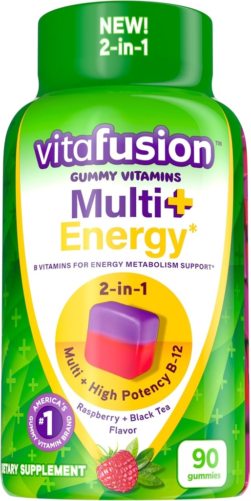 Vitafusion 多 + エネルギー* のギーミーのビタミンは、エネルギー代謝サポート*、90 の計算を提供するためにビタミンBを含んでいます