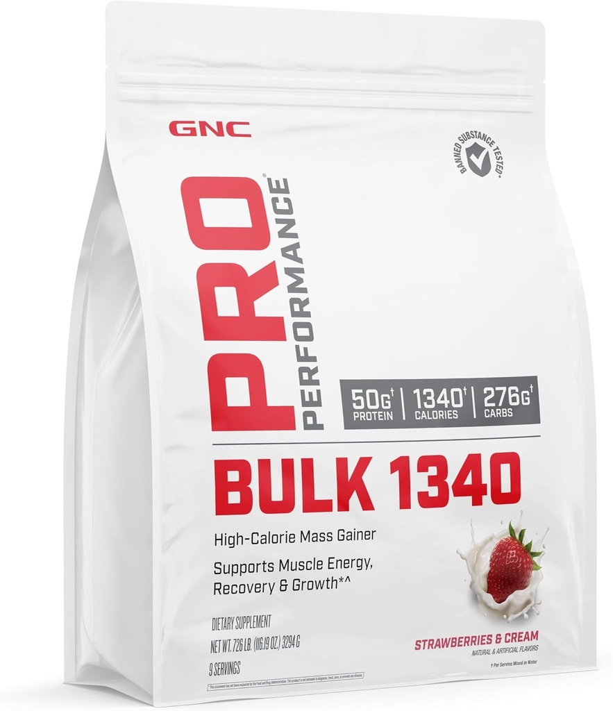 GNCのプロ パフォーマンスのバルク1340の固有蛋白質の粉、50gのグルテンフリー、Whey、クレアチン、BCAAの3rd党はテストしましたり、筋肉回復及び成長、微粉栄養素、イチゴおよびクリーム、9のサービング