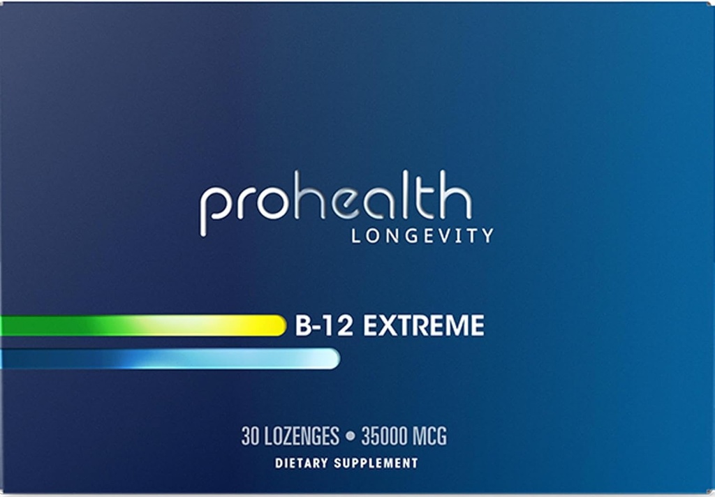 ProHealthのビタミンB 12の極端35,000のmcgメガ線量、7 x強さ(30のSublingual Dissolvableタブレット)の余分強さ、B 12のビタミン、Methylcobalamin、Dibencozide、Cyanocobalamin、Hydrexocobalamin