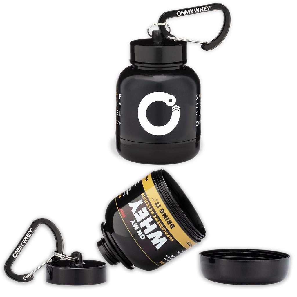 OnMyWhey - プロテインパウダーとサプリメントファネルキーホルダー、ジム、ワークアウト、フィットネス、旅行用のポータブルto-Goコンテナ - TSA承認、コンボ2パックw / 1モダン& 1クラシック