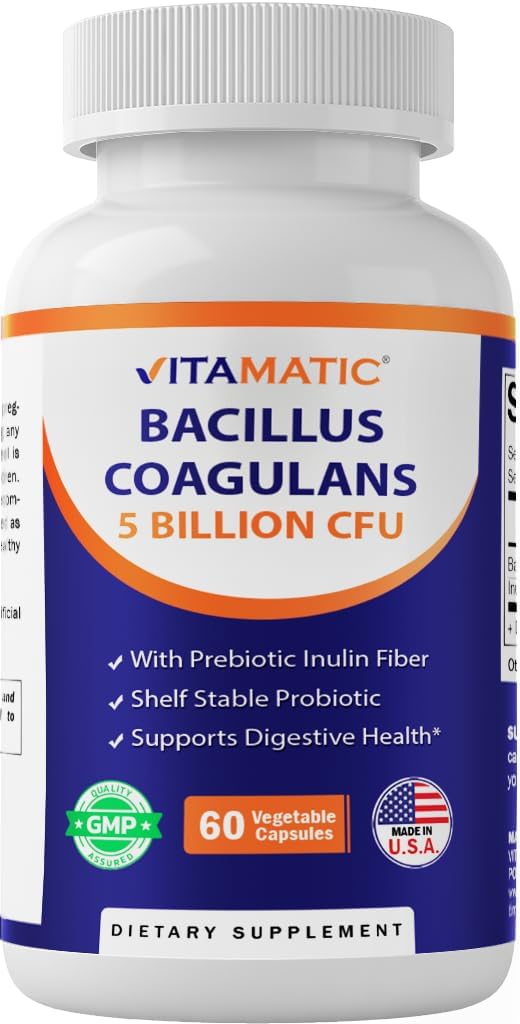 Vitamatic BacillusのCoagulansの棚の安定したプロバイオティック 補足-GIの消化器の健康を促進して下さい- 60の野菜カプセル-Survivesの胃の酸