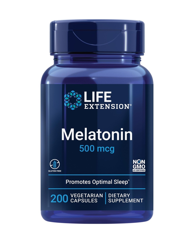 ライフエクステンションメラトニン、500 mcg - 穏やかに睡眠、低用量、値サイズを促進 - 非GMO、グルテンフリー、ベジタリアン - 200カプセル