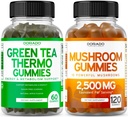 キノコ 10 に 1 ブレンド (120 グミー) 焦点 & 脳のきのこの補足と緑茶脂肪バーナーの減量 (60 カウント) 食欲抑制減量 男性と女性のためのサプリメント - ビーガン&米国製