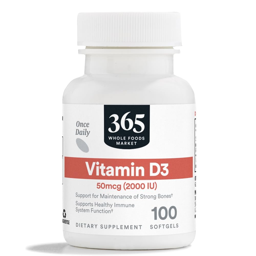 全食糧市場、ビタミンD3のSoftgels、2000年のIU、100 CTによる365