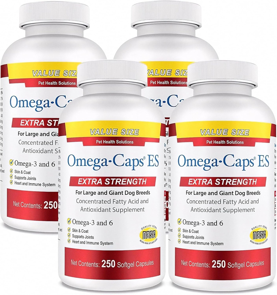 Omega-Caps 大規模なブリード-Vet のための余分な強度 ヘルシーなラディアント スキン ・ コート シェディングを削減しながら. 免疫システムサポートのためのオメガ3、簡単に言えば、1000の柔らかいゲルのカプセルが含まれています