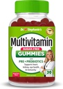 Dr. StephanieのMultivitamin Gummies - プレバイオティクス&プロバイオティクスと砂糖を含まない - 目、腎臓、肝臓、心臓、消化器の健康のための毎日のサポート - 混合ベリー風味