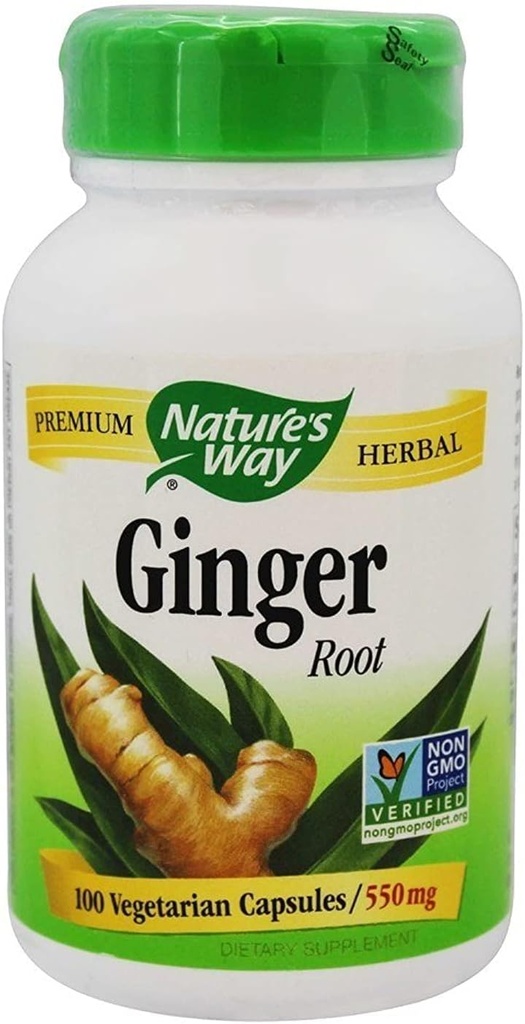 Nature's Way Premium Herbal Ginger Root、消化管サポート、550mg、100ベジタリアンカプセル、2パック