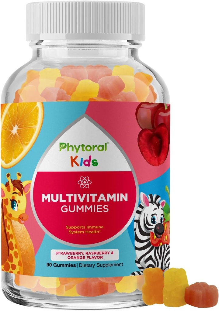 PhytoralキッズビタミンGummy Multivitamin Chewable - 免疫サポートナチュラルエネルギーブーストと免疫サポートのためのキッズガミービタミン - 免疫グミと自然マルチビタミン