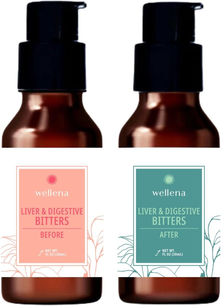 Wellena の肝臓および消化器ビターのキット、食事の液体の草の補足、健康な消化器およびホルモン サポートの前に、助けの消化器