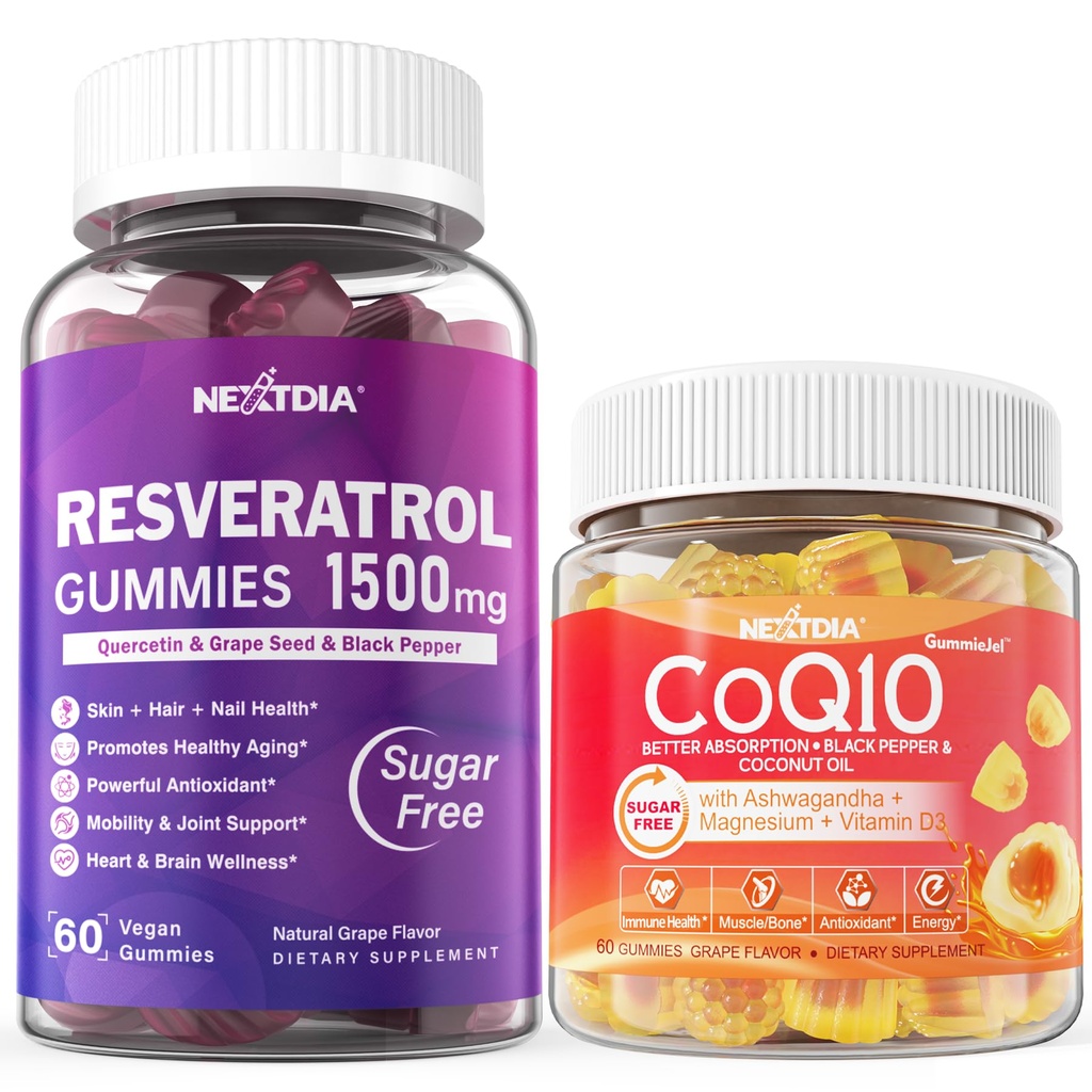 砂糖の自由なResveratrolのグミー1500mg + CoQ10 200mg 100mgはマグネシウム サポート健康な老化及び長寿とグミを塗りました