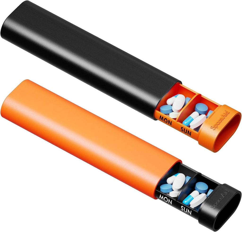 SpaceAid 2パックピルオルガナイザーボックス7日、週刊トラベルピルケースホルダー、2日午前PM PM毎日ポケット薬局ディスペンサー容器(ピル、ビタミン、医薬品)