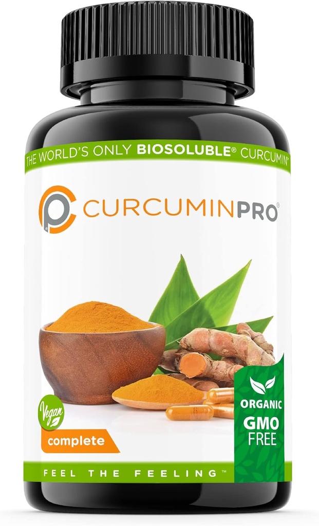 CurcuminProコンプリートヴィーガン | バイオSoluble Brown Rice Protein & Organic Turmeric Curcumin Supplement | 植物由来のフォーミュラ for Daily Wellness | 60 カウント