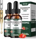 マグネシウムのGlycinateの液体の低下の補足、マグネシウムのGlycinate 500mg Ashwagandha、L - Theanine、Chamomile -サポート圧力救助、骨、筋肉、気分のいちごの味2Pack