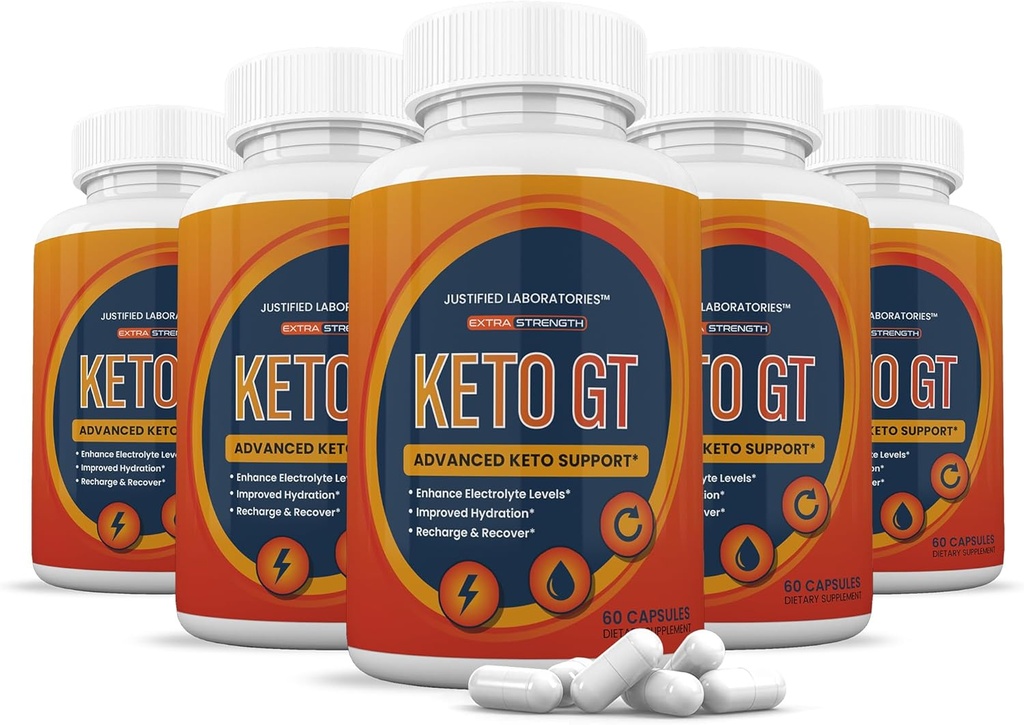 (5 Pack) Keto GT Keto Pills 1275MG New & Improved Formula Contains Apple Cider Vinegar Extra Virgin Olive Oil Powder Green Tea Leaf 300 Capsules