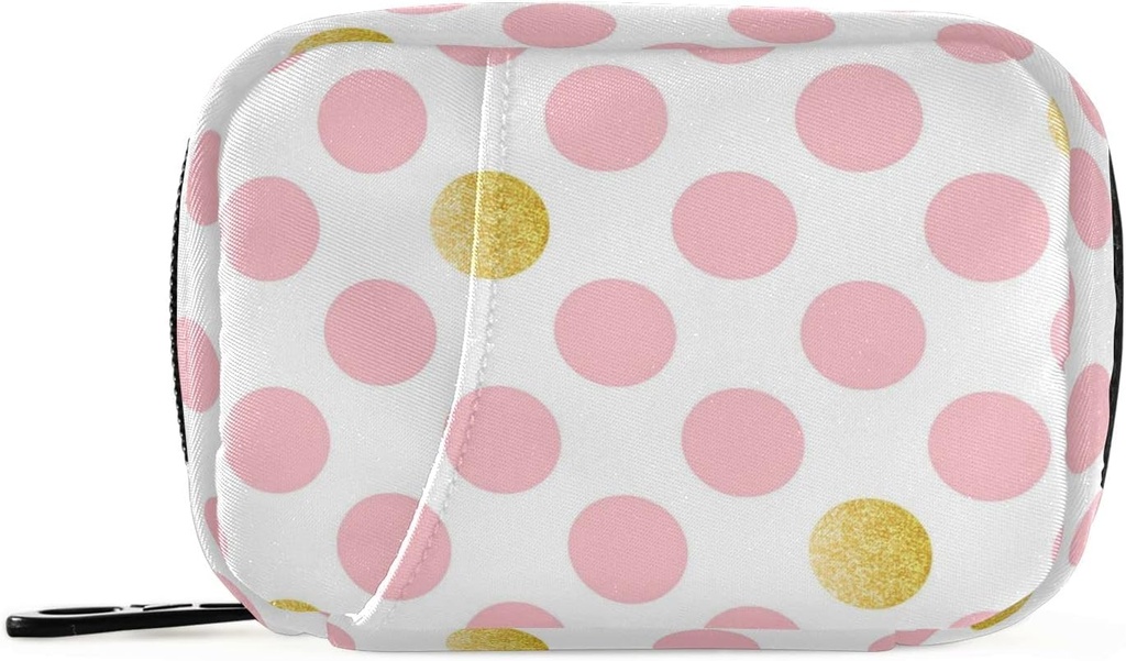 ピンクの金 Polka の点の丸薬箱 7 日の丸薬の箱袋の旅行丸薬のオルガナイザー袋ジッパーの携帯用ウィークリー ケースのビタミンの補足のホールダーのためのコンパクト サイズ