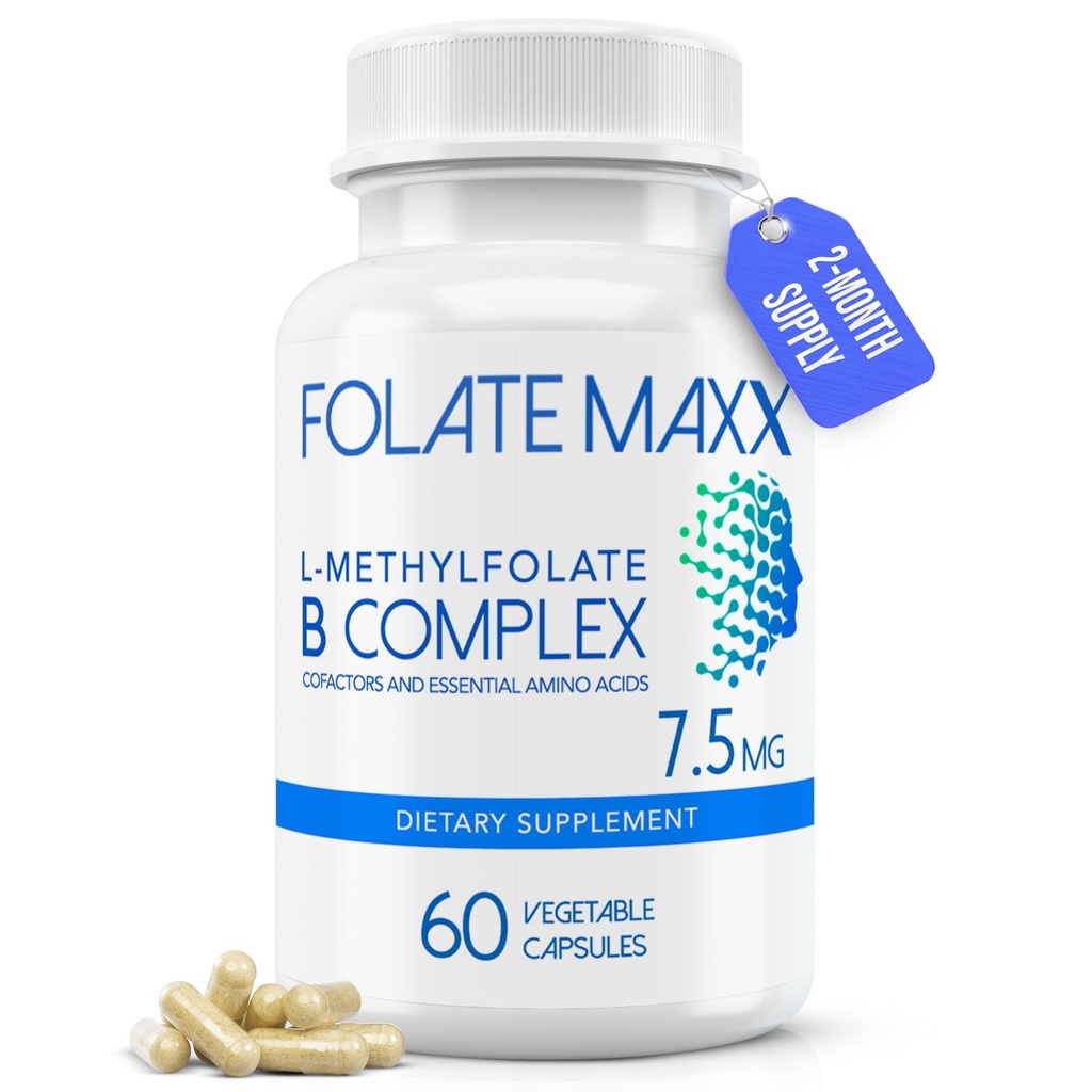 L-Methylfolate + B12 の Methylcobalamin 及び B6 のブレンド(7.5mg) - 60 のカプセル - Cofactors の活動的な B-Complex 及び エッセンシャル アミノ酸-非 GMO のグルテンフリー、注入口無し