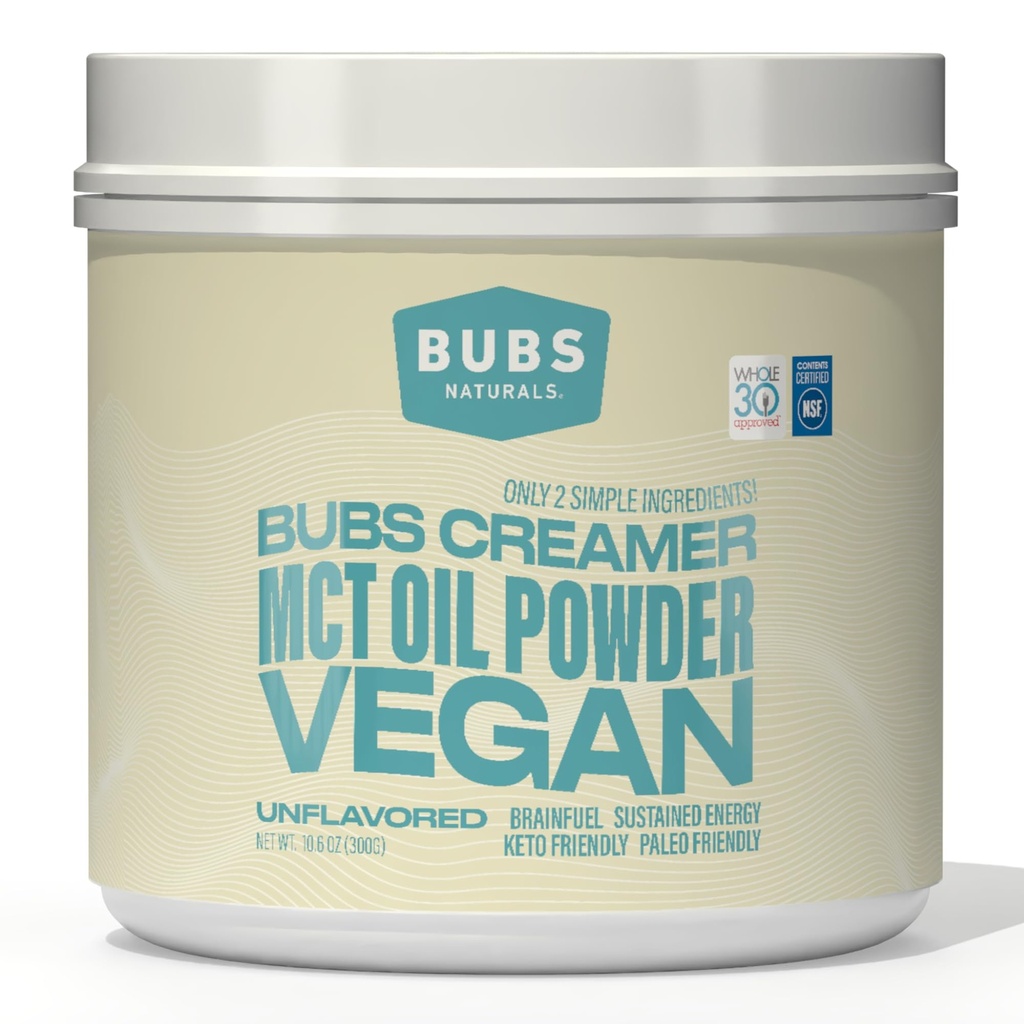 BUBSナチュラルズMCTオイルパウダー - プレミアムMCTオイル&ケトコーヒークリーム - ビーガン&ペレオフレンドリー - ヘルシーココナッツ脂肪+ 低炭水化物 - シェイクス、スムージー&ベーキング(10.6オンス)のための乳液フリーエネルギー源