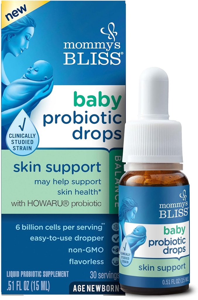 Mommy's Bliss Baby Probiotic Drops Skin Health Support, 6 Billion Cells perサービング, 年齢: Newborn & Up, 15 ML (30 サービング)