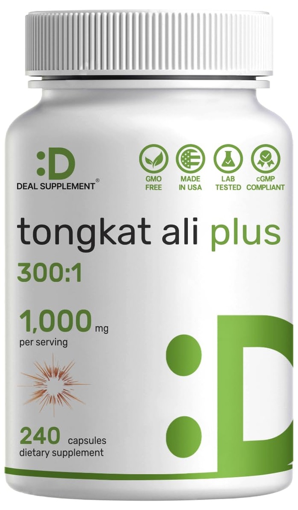 Tongkat Ali抽出物300:1ホニーヤギド1,100mg - インドネシアのロングジャックEurycoma Longifoliaルート - エネルギーのための余分な強度ハーブサプリメント