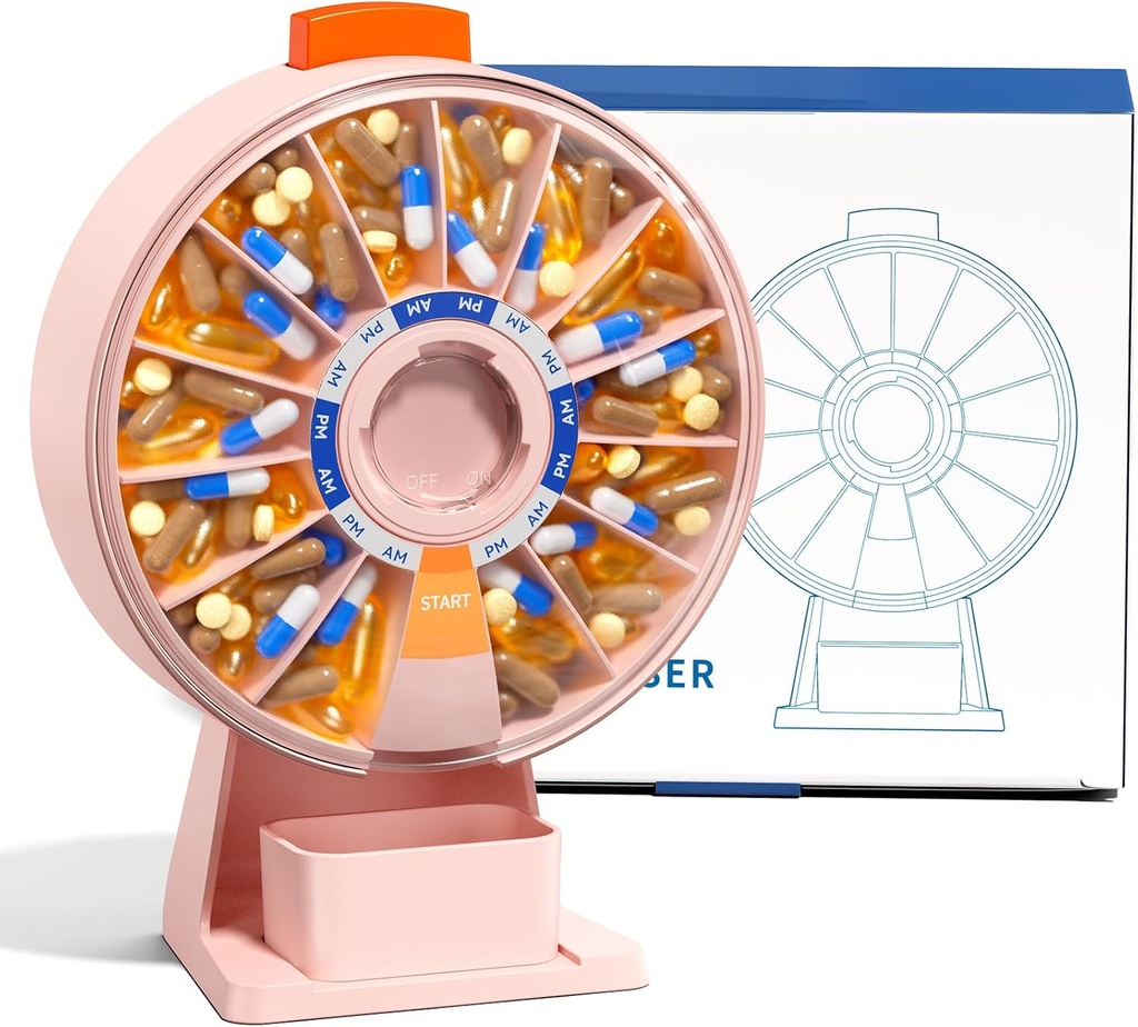 Odaroの大きい丸薬ディスペンサー、週刊の丸薬のオルガナイザー7日AM Pm/14日の丸薬箱、壁の台紙が付いている毎日の薬の丸薬のオーガナイザーかビタミン、補足、薬のための地位の使用 - ピンク