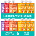 Designer Wellness Protein Smoothies Origignal Variety Pack and Peach Mango Bundle