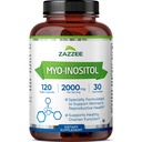Zazzee Myo-Inositolのカプセル、サービングごとの2000のmg、120のビーガン カプセル、40:1の比率のための理想的な適量、100%のベジタリアン、ホルモンのバランス及び健康なOvarian機能サポート、オールナチュラルおよび非GMO