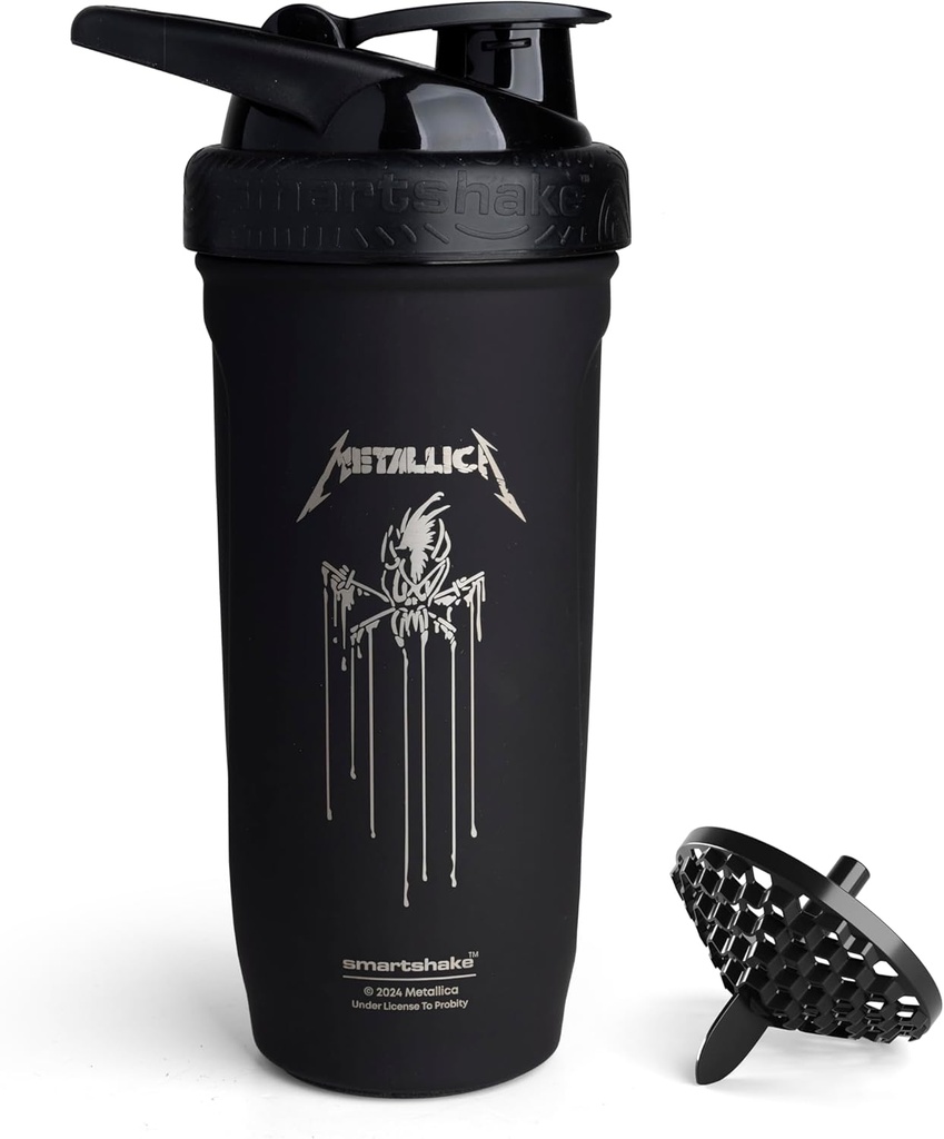 Smartshake Rockbandはステンレス鋼の蛋白質のシェーカーのびん900のmlを補強します  30のoz - Leakproof Screw-onのふた- BPAは放します--非絶縁しました-男女兼用(Metallica、Scary Guyのロゴ)