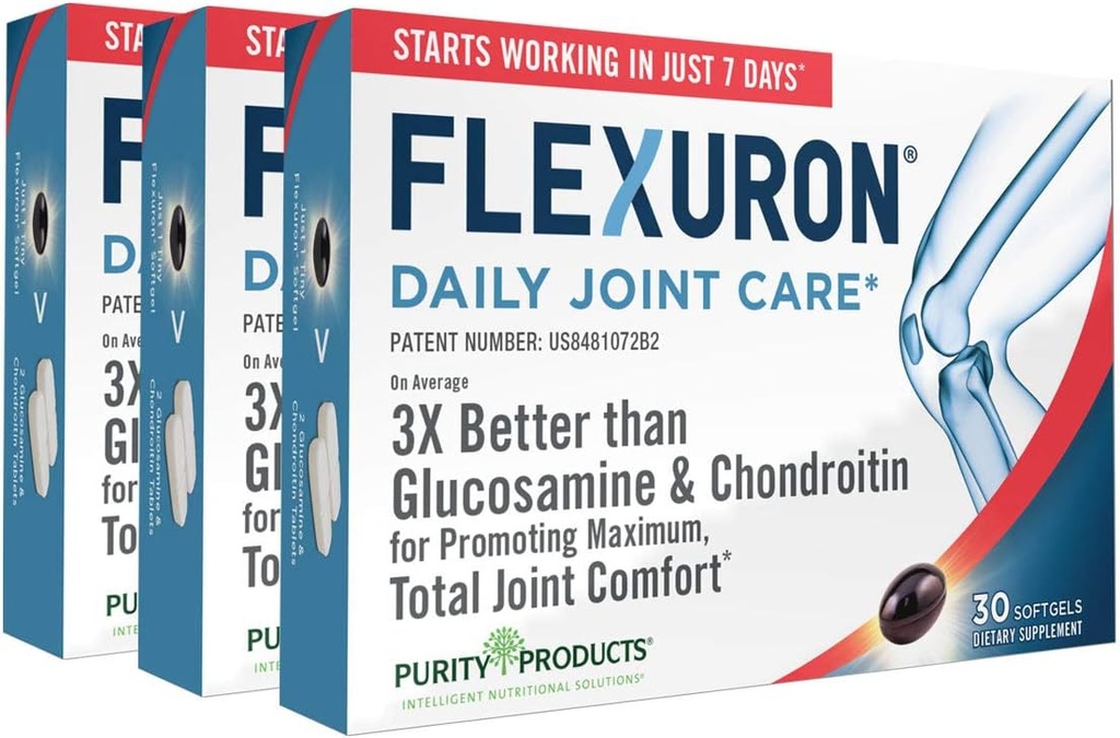 純度プロダクト Flexuron の接合箇所の方式 3X は Glucosamine および Chondroitin よりよく-ちょうど 7 日に働くことを始めて下さい- Krill オイル、低い分子量 Hyaluronic 酸、アスタキサンチン- 30 の計算 (3)