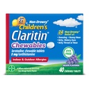 Claritinの子供のアレルギーの薬、24時間非眠気のLoratadine 5mgのChewableタブレット、子供のためのAntihistamineは2歳から2歳、ブドウの味付け、40のタブレットを老化させます