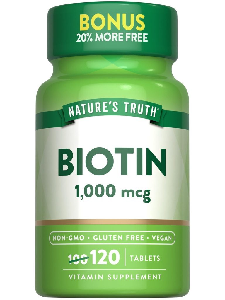 自然の真理ビオチン1000mcg | 120錠 | ヴィーガン、非GMO、グルテンフリーサプリメント